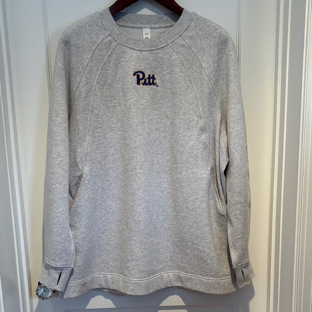 lululemon athletica Light Gray Crewneck Sweatshirt with Navy & Gold 'Pitt' Logo